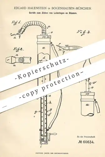 original Patent - Eduard Hauenstein , München / Bogenhausen , Baum - Leimring gegen Schädlinge | Gärtner , Obstbauer