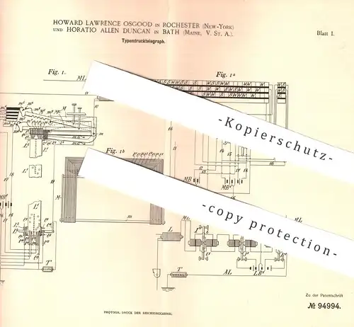 original Patent - Howard Lawrence Osgood , Rochester , New York , Horatio Allen Duncan , Bath , Maine , USA , Telegraph