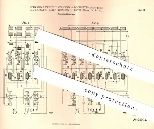 original Patent - Howard Lawrence Osgood , Rochester , New York , Horatio Allen Duncan , Bath , Maine , USA , Telegraph