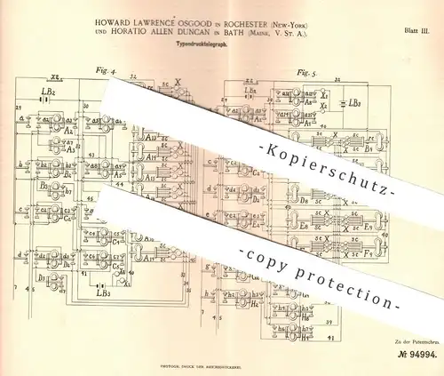 original Patent - Howard Lawrence Osgood , Rochester , New York , Horatio Allen Duncan , Bath , Maine , USA , Telegraph