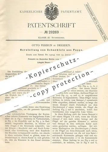 original Patent - Otto Pekrun , Dresden , 1884 , Schachtel aus Pappe | Karton , Schachteln , Buchbinder , Buchbinderei !