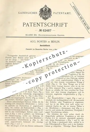 original Patent - Aug. Noster , Berlin  1891 , Ausziehtisch | Tisch , Tische , Holztisch | Tischler , Möbel , Möbelbauer