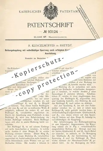 original Patent - R. Klingelhöffer , Rheydt , 1896 , Reibungskupplung | Kupplung | Eisenbahn , Kupplungen !!