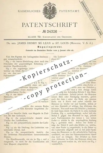 original Patent - Dr. med. James Henry Mc Lean , St. Louis , Missouri , USA , 1882 , Magazingewehr | Gewehr , Waffen !!!