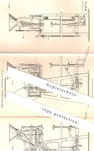 original Patent - Edward Ermold , New York , USA , 1890 , Flaschenkorkmaschine | Flaschenkork | Flaschen - Korken !!!