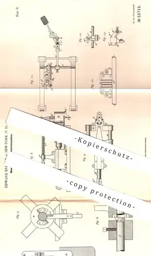 original Patent - Edward Ermold , New York , USA , 1890 , Flaschenkorkmaschine | Flaschenkork | Flaschen - Korken !!!