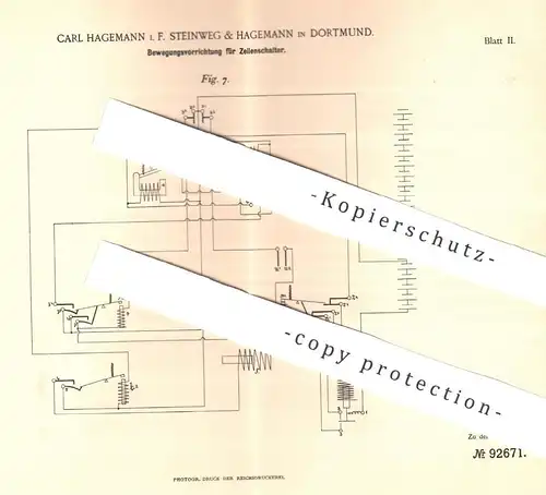 original Patent - Carl Hagemann | Steinweg & Hagemann , Dortmund , 1896 , Zellenschalter | Strom , Elektriker , Dynamo