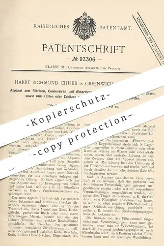 original Patent - Harry Richmond Chubb , Greenwich , Kent , 1896 , Filtern , Kondensieren u. Absorbieren von Luft u. Gas