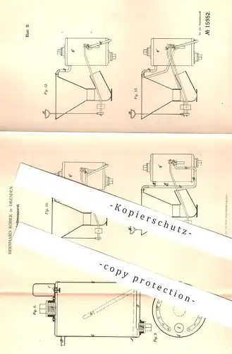 original Patent - Bernhard Röber , Dresden , 1879 , Apparat für Desinfektion | Desinfizieren , Wasser , Toilette , WC