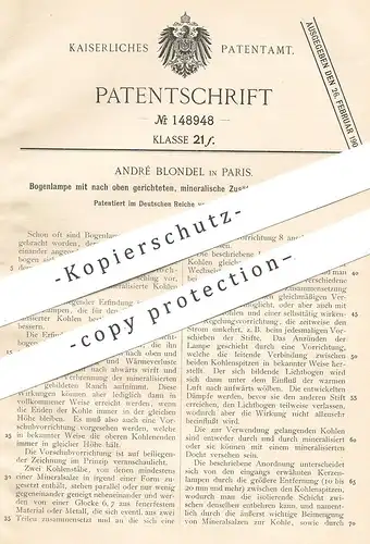 original Patent - André Blondel , Paris , Frankreich , 1901 , Bogenlampe | Lampe , Kohlen | Jablochkoff , Weston !!!