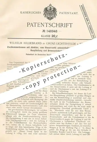 original Patent - Wilhelm Hildebrand , Berlin / Groß Lichterfelde , 1902 , Zweikammerbremse | Bremse , Bremsen !!!