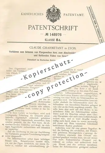 original Patent - Claude Charmetant , Lyon , Frankreich , 1903 , Scheren von Florgewebe | Stoff , Gewebe , Samt , Plüsch