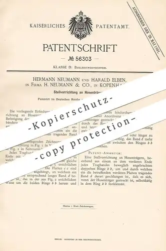 original Patent - Hermann Neumann , Harald Elben , Kopenhagen , 1890 , Hosenträger | Hose , Mode , Bekleidung !!