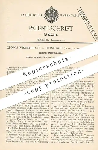 original Patent - George Westinghouse , Pittsburgh , Pennsylvanien , USA , 1896 , Rotierende Dampfmaschine | Motor !!!