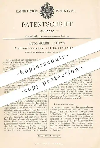 original Patent - Otto Müller , Leipzig , 1896 , Bewässerungs- u. Düngevorrichtung | Dünger , Düngen | Landwirtschaft !!