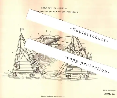 original Patent - Otto Müller , Leipzig , 1896 , Bewässerungs- u. Düngevorrichtung | Dünger , Düngen | Landwirtschaft !!