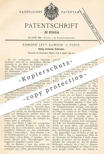 original Patent - Edmond Lévy Samson , Paris , Frankreich , 1892 , Stetig wirkende Schleuder | Zucker | Zuckerfabrik !!