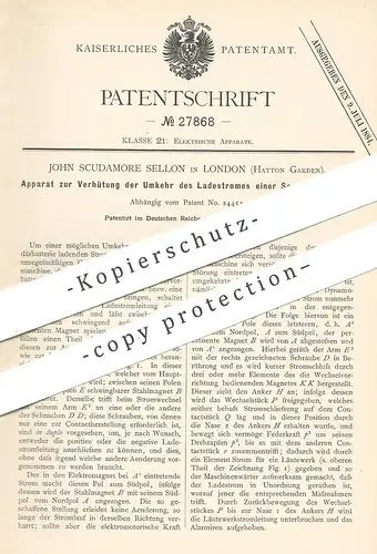 original Patent - John Scudamore Sellon , London , Hatton Garden , England , 1883 , Ladestrom einer Batterie | Strom !!