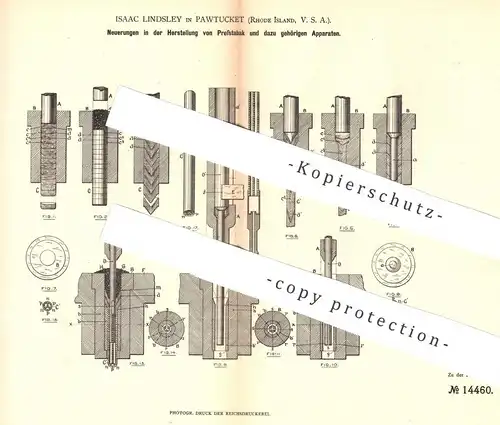 original Patent - Isaac Lindsley , Pawtucket , Rhode Island , USA 1880 , Herstellung von Presstabak | Tabak , Zigarette