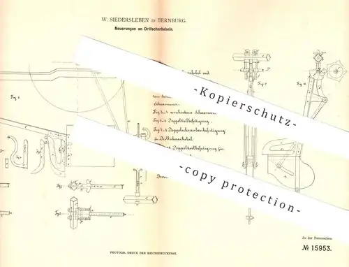original Patent - W. Siedersleben , Bernburg , 1880 , Drillscharhebel | Drillen , Pflug , Landwirtschaft , Schar !!