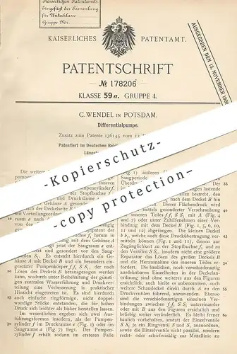 original Patent - C. Wendel , Potsdam , 1905 , Differentialpumpe | Differential - Pumpe | Pumpen , Maschinen , Zylinder
