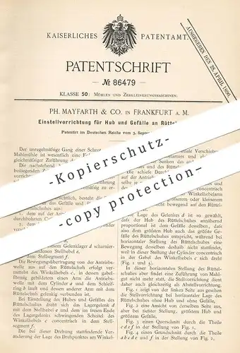 original Patent - Ph. Mayfarth & Co. , Frankfurt / Main , 1895 , Einstellen von Hub und Gefälle am Rüttelschuh | Mühle !