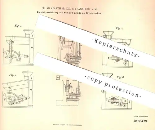 original Patent - Ph. Mayfarth & Co. , Frankfurt / Main , 1895 , Einstellen von Hub und Gefälle am Rüttelschuh | Mühle !