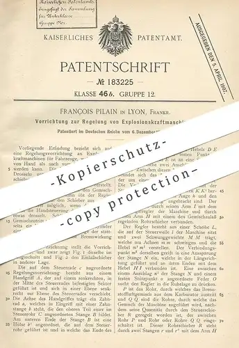 original Patent - François Pilain , Lyon , Frankreich , 1905 , Regelung von Explosionskraftmaschinen | Gasmotor , Motor