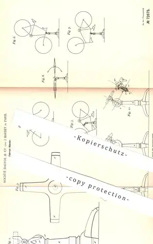 original Patent - Société Dalifol & Cie , J. Bardet , Paris , Frankreich , 1893 , Fahrradständer | Fahrrad - Ständer !!!