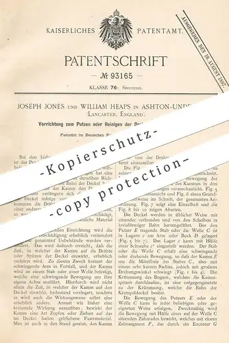 original Patent - Joseph Jones , William Heaps , Ashton Under Lyne , Lancaster , England , 1896 , Reinigen der Krempel