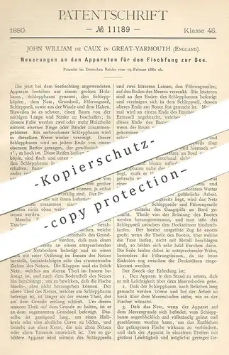 original Patent - John William de Caux , Great Yarmouth , England , 1880 , Fischfanggerät | Fischer , Fischerei , Fische