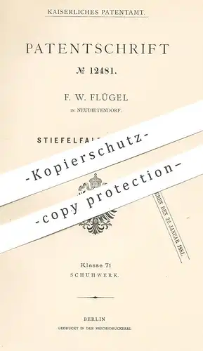 original Patent - F. W. Flügel , Neudietendorf , 1880 , Stiefelfaltenpresse | Stiefel , Schuhwerk , Presse , Schuster !