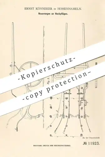 original Patent - Ernst Könneker , Hohenhameln , 1880 , Hackpflug | Pfug , Pflügen , Pflugbaum , Landwirtschaft !!!