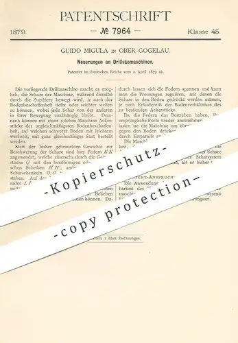 original Patent - Guiso Migula , Ober Gogelau  1879 , Drillsäemaschine | Drillen , Säen , Aussaat , Saat , Drillmaschine