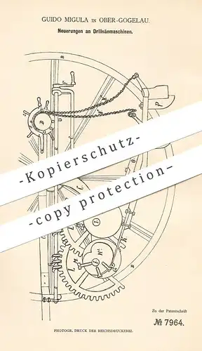 original Patent - Guiso Migula , Ober Gogelau  1879 , Drillsäemaschine | Drillen , Säen , Aussaat , Saat , Drillmaschine