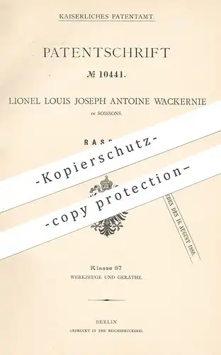 original Patent - Lionel Louis Joseph Antoine Wackernie , Soissons , 1880 , Raspel | Rüben - Messer | Zucker | Werkzeug