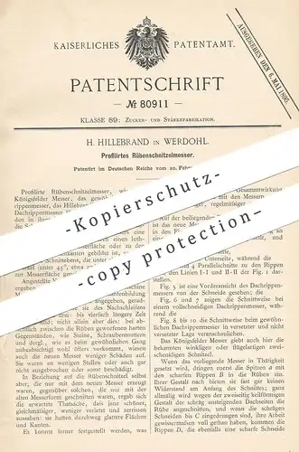 original Patent - H. Hillebrand , Werdohl , 1894 , Rübenschnitzelmesser | Rüben - Schnitzelmesser , Zuckerfabrik  Zucker