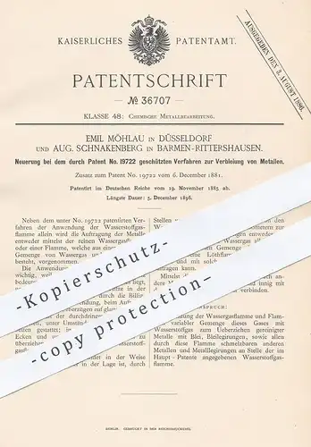 original Patent - Emil Möhlau , Düsseldorf | Aug. Schnakenberg , Barmen / Rittershausen , Verbleiung der Metalle | Blei