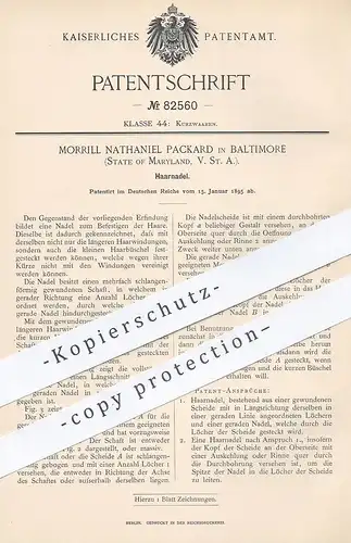 original Patent - Morrill Nathaniel Packard , Baltimore , Maryland , USA , 1895 , Haarnadel | Haare , Nadel , Friseur !!