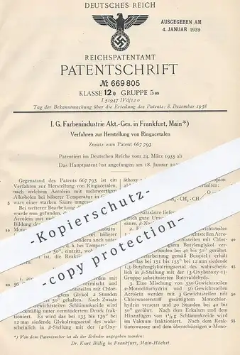 original Patent - . G. Farbenindustrie AG , Frankfurt / Main , 1935 , Ringacetal | Chemie , Säure , Alkohol !!