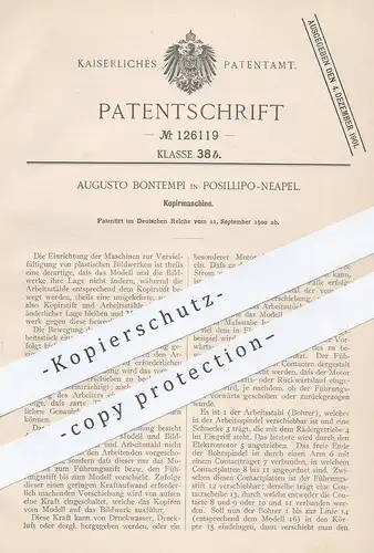 original Patent - Augusto Bontempi , Posillipo / Neapel , 1900 , Kopiermaschine | Kopierer | Druck , Druckerei , Bild !