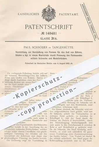 original Patent - Paul Schröder , Tangerhütte , 1902 , Formen für den Guss von Röhren , Säulen | Form | Gießerei !!!
