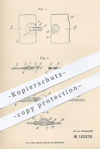 original Patent - Camille Vadon , La Clayette , Frankreich , 1906 , Druckknopf für Handschuhe , Kleider | Knopf , Knöpfe