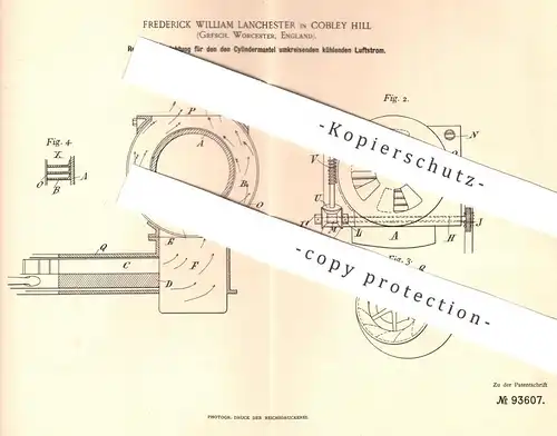 original Patent - Frederick William Lanchester , Cobley Hill , Worcester , England , 1896 , Motor - Kühlung | Gasmotor