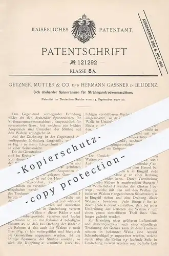 original Patent - Getzner , Mutter & Co. , Hermann Gassner , Bludenz , 1900 , Spannrahmen für Strähngarntrockenmaschine