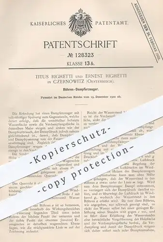 original Patent - Titus & Ernest Righetti , Czernowitz , Österreich , 1900 , Röhren - Dampferzeuger | Dampfmaschine !!!