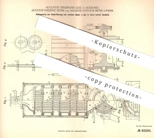 original Patent - Augustin Ferdinand Luez , Solesmes | Auguste Frédéric & Adolphe Gustave Beyer , Paris , Butter Kühler