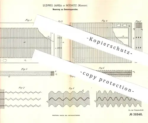 original Patent - Ludwig Janka , Mödritz / Mähren , 1886 , Osmoseapparat | Osmose | Zucker , Zuckerfabrik | Stärke !!