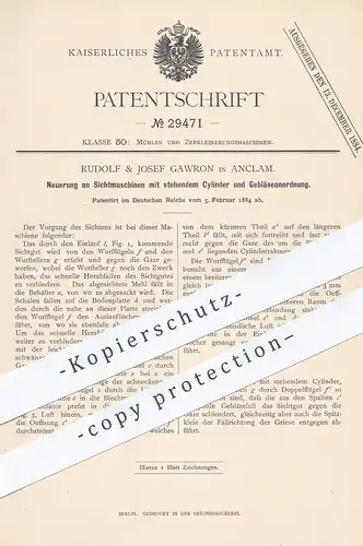 original Patent - Rudolf & Josef Gawron , Anklam , Mecklenburg , 1884 , Sichtmaschine | Mühle , Mühlen , Müller !!!