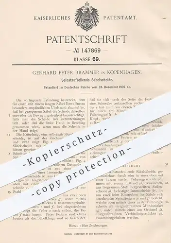 original Patent - Gerhard Peter Brammer , Kopenhagen , 1902 , Säbelscheide | Säbel , Degen , Fechten , Messer , Klinge